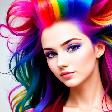 Beautiful girl, Colorful hair, AI art