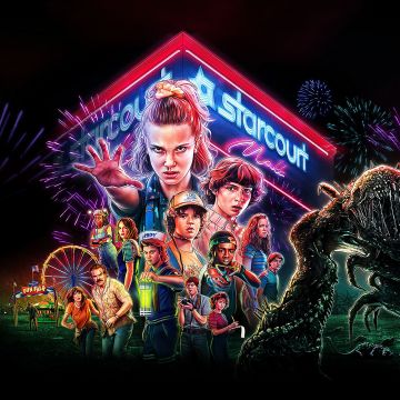 Stranger Things, Netflix series, 5K, Neon art