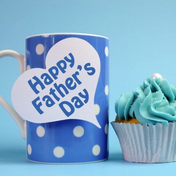 Happy Fathers Day, Mug, Cupcake, Blue background