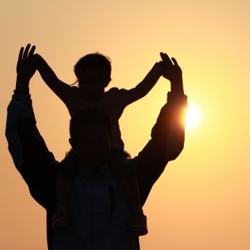 Dad - Daughter, Sunset, Silhouette, Happy Fathers Day, 5K