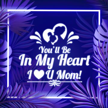 I Love You Mom, Mom - Daughter, Blue, Happy Mother's Day