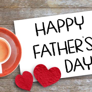 Happy Fathers Day, Greeting Card, Love hearts, Red hearts, Coffee cup, 5K
