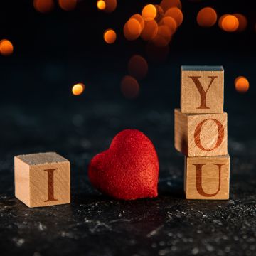 I Love You, Love heart, Red heart, Bokeh Background, 5K