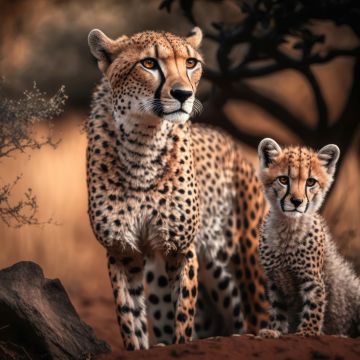 Cheetah, Cheetah cub, AI art
