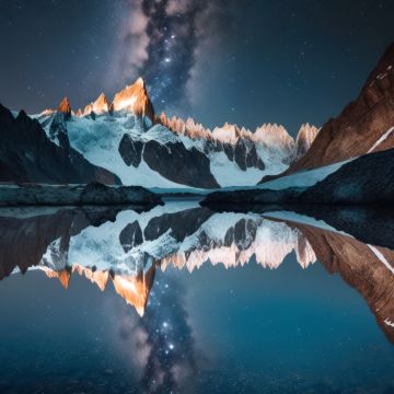 Mountains, Milky Way, Scenery, AI art, Lake, Night, 5K, 8K