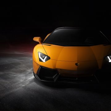 Lamborghini Aventador, Yellow cars, Sports cars, Black background