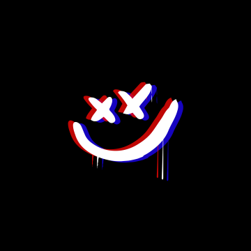 Drippy smiley, Anaglyph, Black background, 5K, 8K, Simple