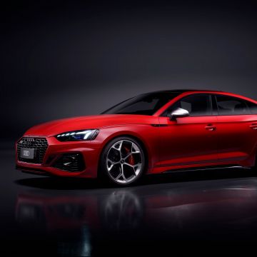 Audi RS 5 Sportback competition, 2023, Dark background, Red cars, Sports sedan, 5K, 8K