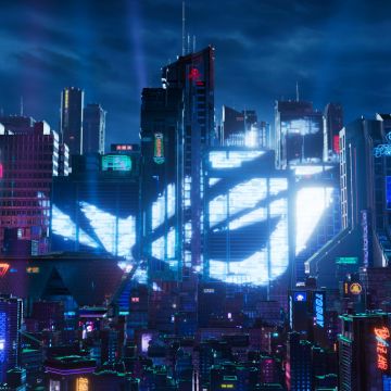 ASUS ROG, Futuristic city, Cyberpunk