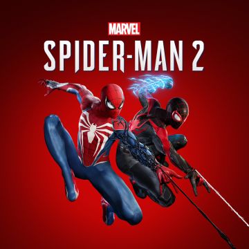 Marvel's Spider-Man 2, Cover Art, PlayStation 5, 2023 Games, Red background, Spiderman