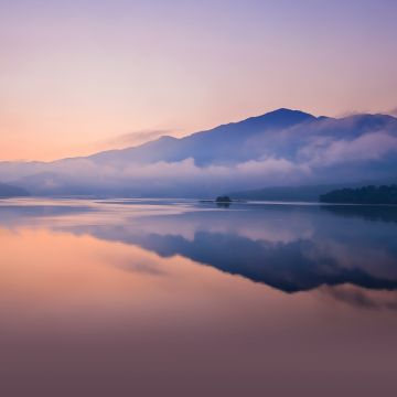 Mountain, Sunrise, Foggy, Lake, Reflection, Dawn, Stock