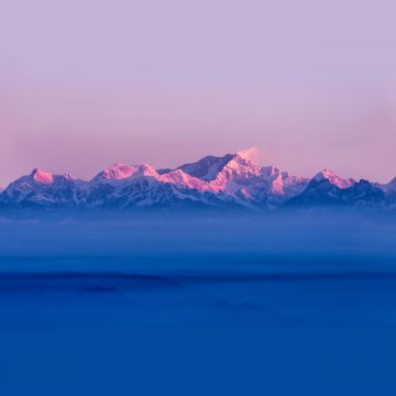 Himalayas, Mountain range, Sunrise, Winter, Above clouds, Mountains, Stock