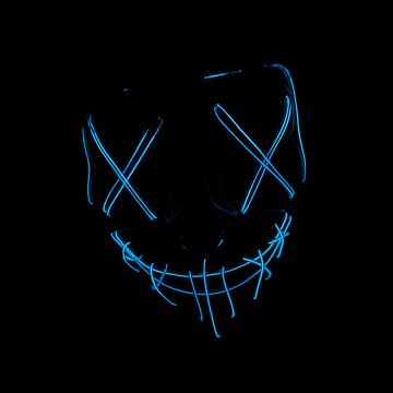 LED mask, Glow in dark, Purge mask, Face Mask, Scary mask, Black background, 5K, 8K