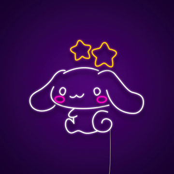 Cinnamoroll, Neon, Purple background