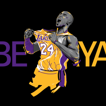 Kobe Bryant, Los Angeles Lakers, 5K, Black background, American basketball player