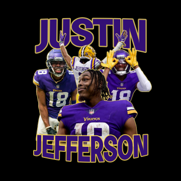 Justin Jefferson, Minnesota Vikings, 8K, Wide receiver, American football player, 5K, Black background