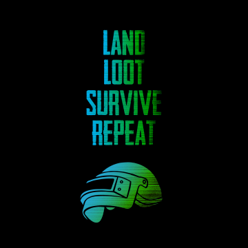 PUBG, Survive, Loot, Repeat, Black background, PUBG helmet