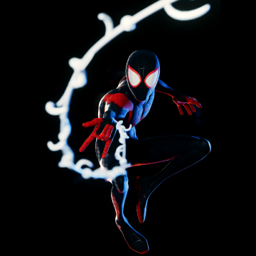 Marvel's Spider-Man: Miles Morales, Black background, 5K, Spiderman