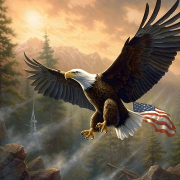 4th of July, Bald eagle, Independence Day, USA Flag