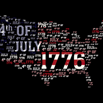4th of July, Independence Day, United States of America, Black background, 5K, United States Map, Map of USA