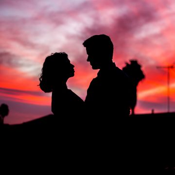 Romantic, Couple, Silhouette, Sunset, Man, Woman, 5K