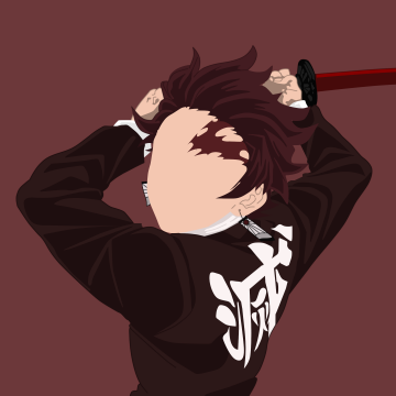 Tanjiro Kamado, Faceless, Minimalist, Brown background, Brown aesthetic