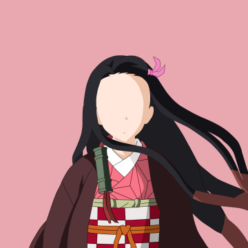 Nezuko Kamado, Minimalist, Light pink background, Faceless, Simple