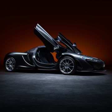 McLaren P1, 5K, CGI, Black cars