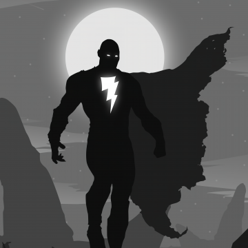 Black Adam, Silhouette, DC Superheroes, Monochrome, 5K, Black and White
