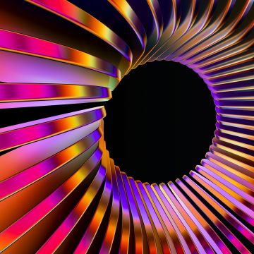 Spiral vortex, Vibrant, Black background, 5K