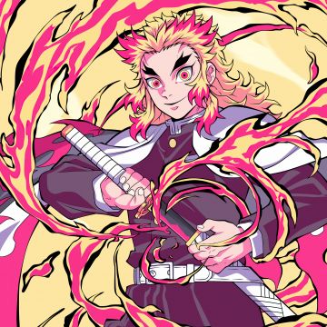 Kyojuro Rengoku, Demon Slayer: Kimetsu no Yaiba, Illustration, 5K