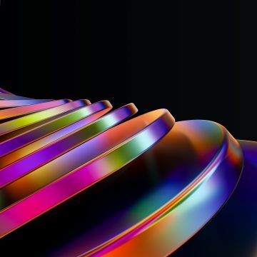 Abstract design, Rainbow swirl, Black background, Colorful, Vibrant, 3D Render, 5k