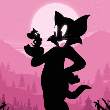 Tom & Jerry, Silhouette, Tom cat, Jerry mouse, Cartoon, 5K, Tom and Jerry