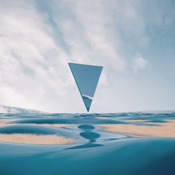 Triangle, Landscape, Glass, Reflection, Surreal, 5K, Illusion, Ethereal, Serene