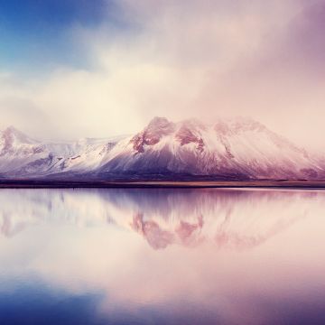 Mountains, Aesthetic, Reflection, Mist, Scenery, Snow covered