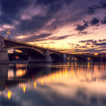 Margaret Bridge, Budapest, Hungary, Night, Sunset