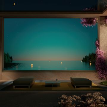 Ocean view, Resort, Aesthetic, Outdoor, Contemporary, Night, 5K