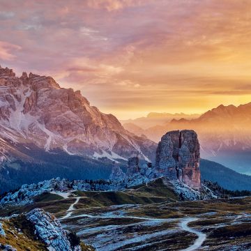 Mountains, Cinque Torri, Italy, Scenery, Sunlight