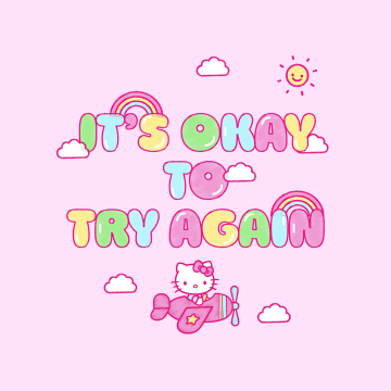 Try again, Hello kitty quotes, Pink background, Sanrio