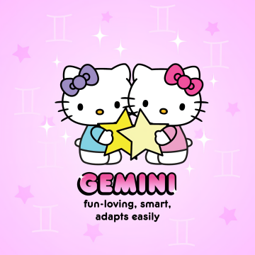 Gemini, Hello Kitty, Zodiac sign, Smart, 5K, Pink aesthetic, Sanrio