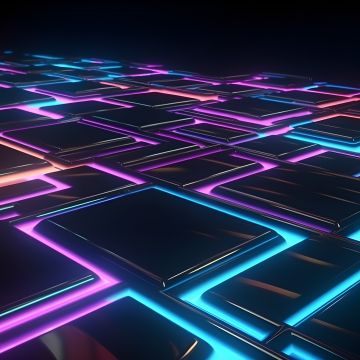 Neon, Floor, Maze, Glowing lights, Surreal, 5K