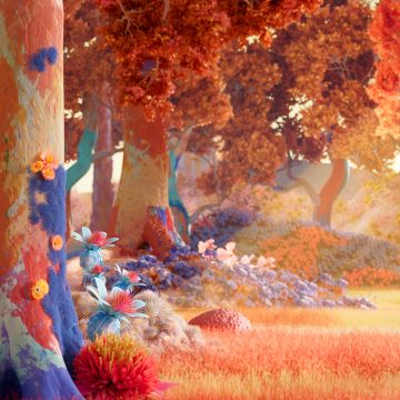 Autumn Forest, Digital Art, Serenity, Vibrant, Orange aesthetic, Fall, Sunlight