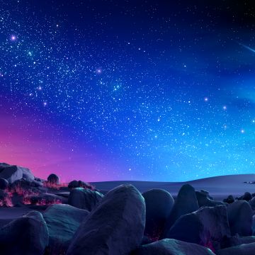 Night sky, Colorful, Magic, Stars, Milky Way, Surreal, Rocks, Desert, Blue aesthetic