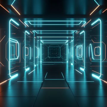 Neon, Corridor, 5K, Futuristic