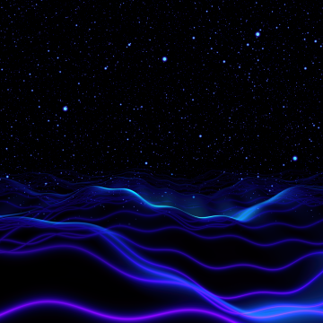 Night sky, Surreal, Blue waves, Digital Art, 5K, Dark aesthetic
