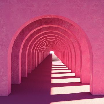 Pink aesthetic, Arches, Tunnel, 5K