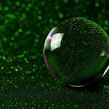 Crystal Ball, Green aesthetic, Bokeh Background, 5K, Macro