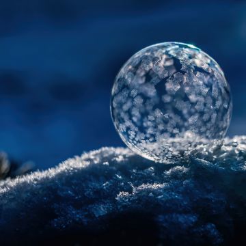 Frozen bubble, Winter snow, Soap Bubble, Macro