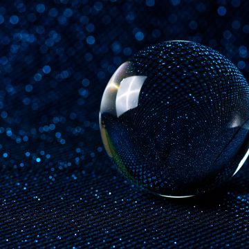 Crystal Ball, Dark blue, Bokeh Background, 5K, Macro