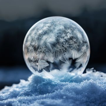 Frozen bubble, Soap Bubble, Crystal, Winter snow, Frosty, Macro